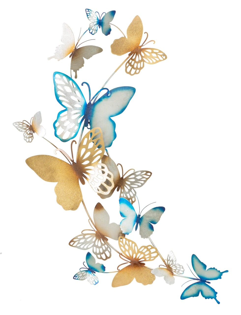 Decoratiune de perete Butterflies Light Blue, Mauro Ferretti, 59.5x111.5 cm, fier, multicolor - imagine 7